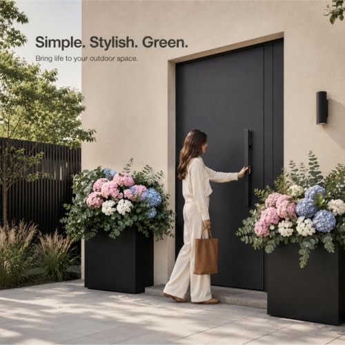 30" H Rectangular Metal Planter for Indoor Outdoor Black (Black / 30"Hx10"Wx37"L)