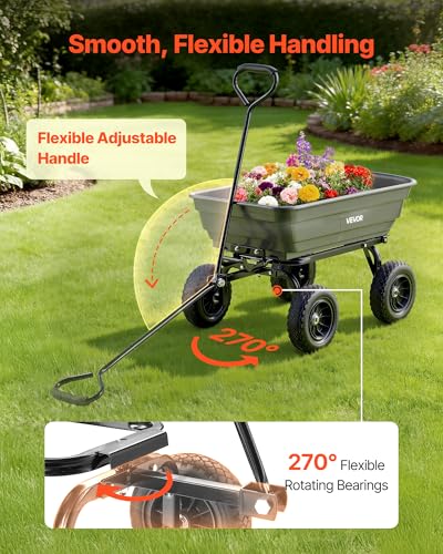 4 Cu.Ft 600LBS Poly Garden Cart Dump Wagon (Darkgrey)