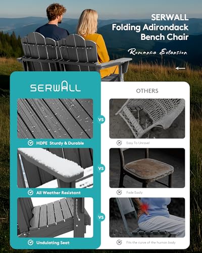 4 Pc HDPE Adirondack Set (Grey / 2 chair &1 bench &1 coffee table)