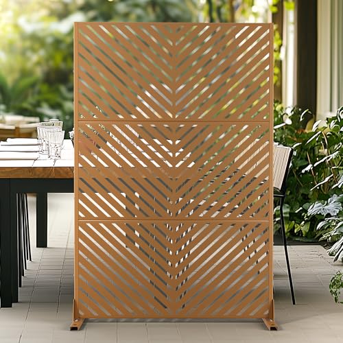 Metal Outdoor Privacy Screen (72" H×47" W / Brown Parallel)