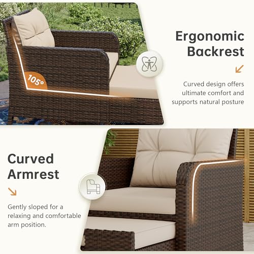 5 Piece Patio Furniture Set (Khaki-beige / 5 Piece)