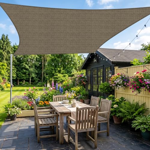 20'X30' Sun Shade Sail Brown Curved Square Customizable (Brown / 20'X30' custom)