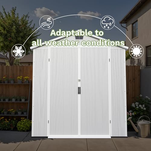 6X8 FT Resin Outdoor Storage Shed with Floor (Light Gray / 6x8)