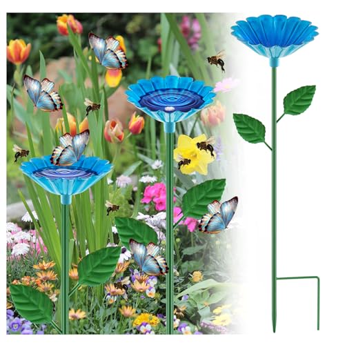 1 Pcs Metal Bee Watering Station (Blue)