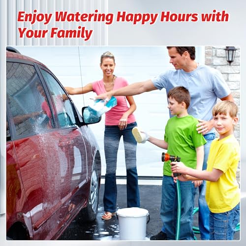 Garden-Hose-Nozzle, 2 Pack ABS Water Spray Nozzle with Heavy Duty 7 Adjustable Watering Patterns,Slip Resistant for Watering Plants,Lawn& Garden,Washing Cars,Cleaning, Orange (Orange)