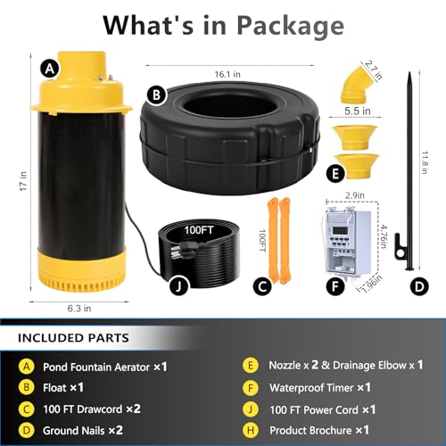 1HP 110V Floating Pond Fountain Aerator (Plastic)