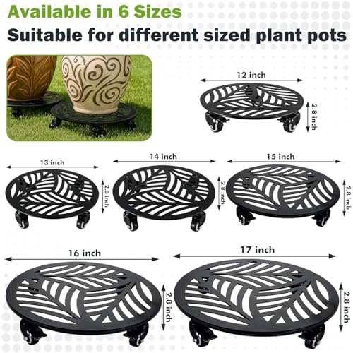 1 Pack Metal Plant Caddy with Wheels 17 inches Heavy (17")