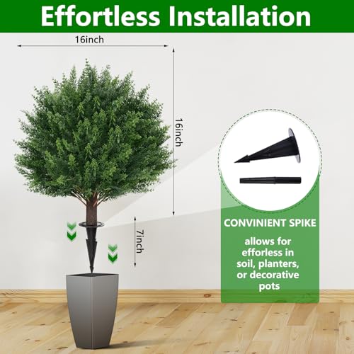 23" Set of 4 Artificial Cypress Topiary Bushes with Ground Spike (Green Cedar)