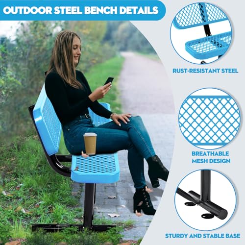 6Ft Outdoor Bench with Back Portable Frame