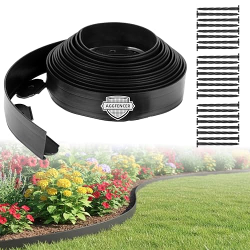 Landscape Edging 2.36in Garden Edging Borders No Dig 33ft (Black / 2.36in x 33ft)