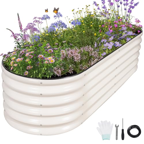 Galvanized Raised Garden Bed Outdoor (White / 6x2x1.4ft)