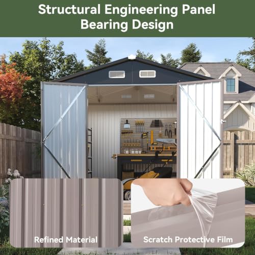 8x6 FT Shed Outdoor Storage Shed with Floor Brown (Brown / 8'x6')