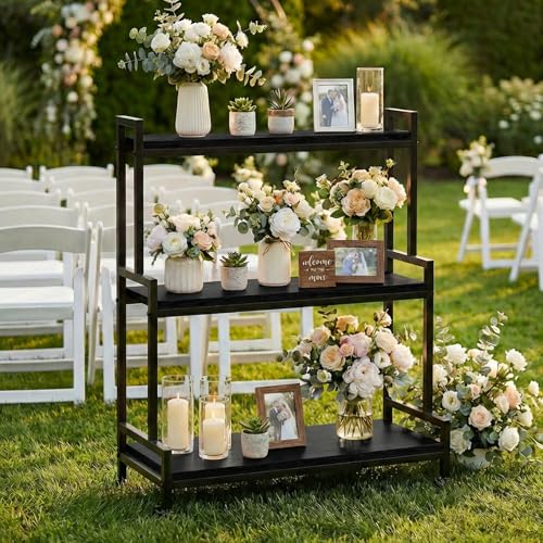 3 Tier Plant Stand with Wheels (Black)