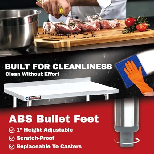 NSF Stainless Steel Table (24" x 30" / Table with Backsplash)