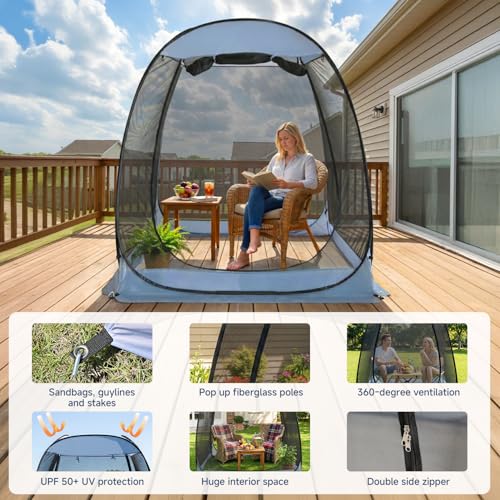 6x6 FT Pop Up Screen Tent (Charcoal Gray / 6'x6')