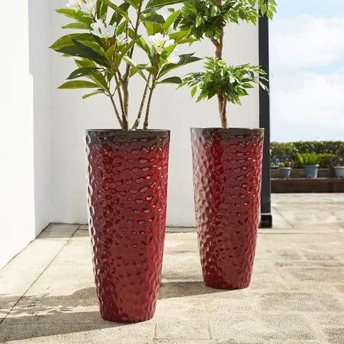 31" H Large Plastic Tall Planters (31"H / Gradient Red)