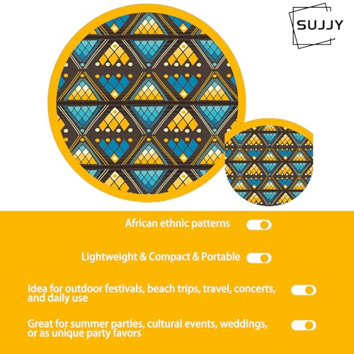 4 Pack Ethnic African Print Folding Hand Fan (Boho Ethno)