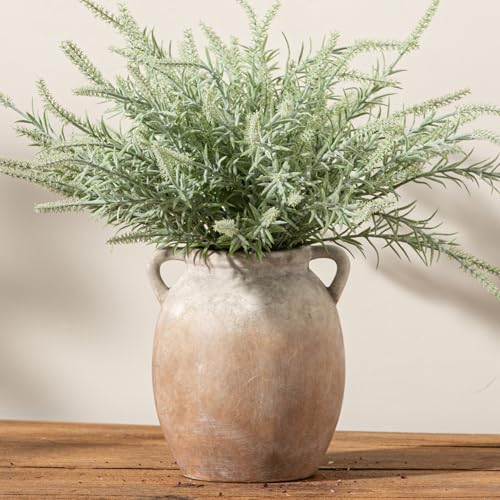 Ceramic Flower Vase 7.6 inch Farmhouse Rustic Vase Decorative Pottery Terracotta Vases for Home Decor Table Mantle Fireplace Living Room Bathroom Wedding Centerpiece (M-aged Terra)