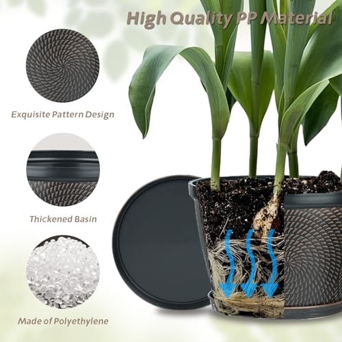4 Pack 8 Inch Flower Pots for Outdoor Indoor (4 Count)