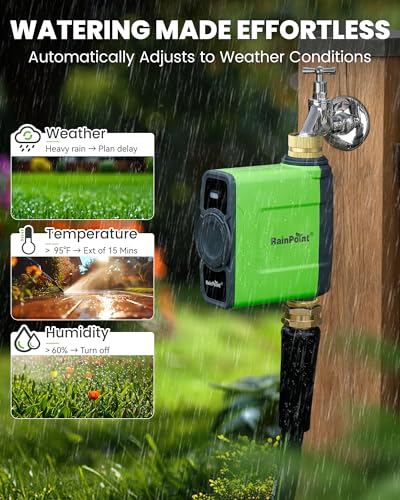 WiFi Water Timer for Garden Hose (Green / Brass Outlet Timer without Hub)