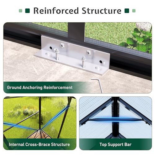 8x12Ft Polycarbonate Greenhouse (8x12x6.7 FT)