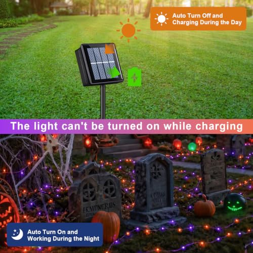 Solar Halloween Lights Outdoor Waterproof (Orange and Purple)