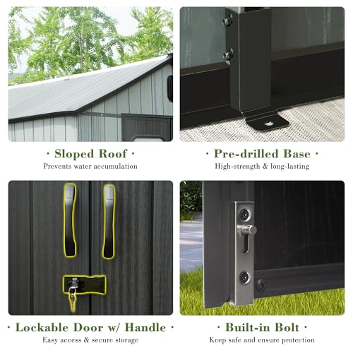 Domi 8x13.5FT Outdoor Resin Storage Shed with Transparent Windows & Louvered Vents (8x13.5FT)