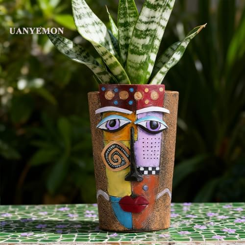 Picasso Abstract Face Planters Pots (Old Gold / Large)