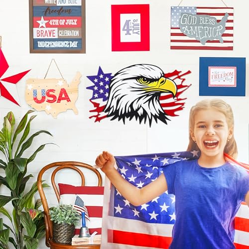 4th of July Independence Day Decor Bald Eagle Metal Wall Art (Bald Eagle)