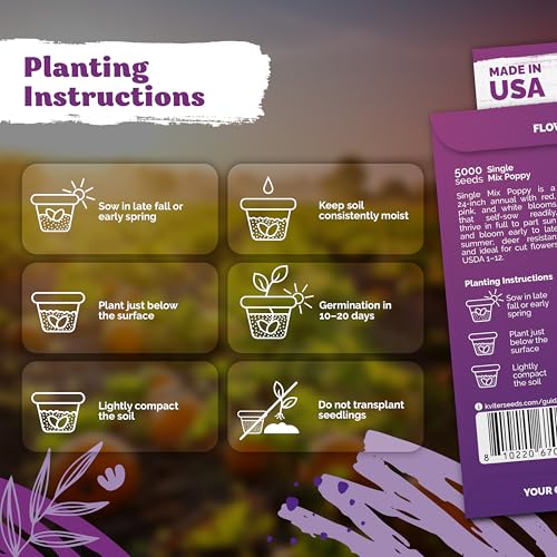 5 000 Single Mix Poppy Heirloom Flower Seeds for Planting