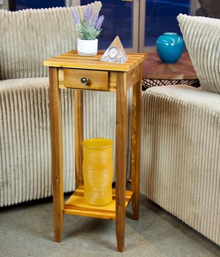 2 Tier Solid Acacia Plant Stand w (Natural)