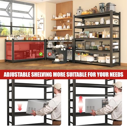 Book Shelf Metal Bookshelves (5-Tier 72''Hx40''Wx14''D)