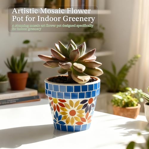 Mosaic Flower Pot (Blue$yellow)