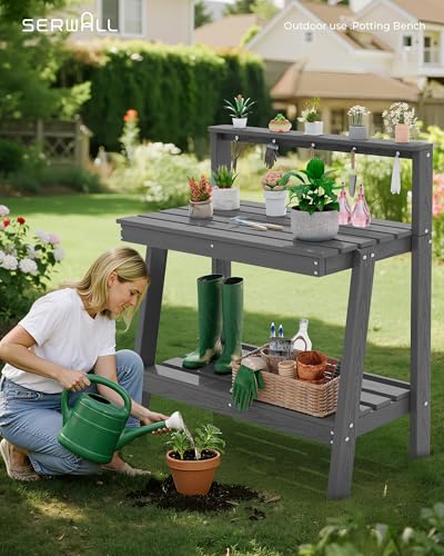 3 Tier Outdoor Potting Bench with Storage (2 Count)