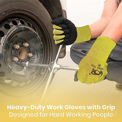 10 Pairs Neon Green Medium Work Gloves (Medium (Pack of 10 Pairs) / Neon Green)