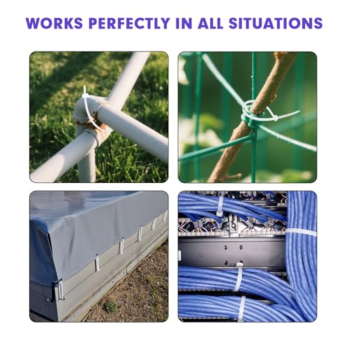 Zip Ties RAZCC 1200pcs White Cable Zip Ties 8 Inch (Wideth 0.3")