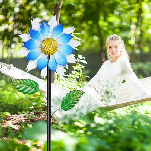 Blue Flower Metal Wind Spinner (Blue Flower)