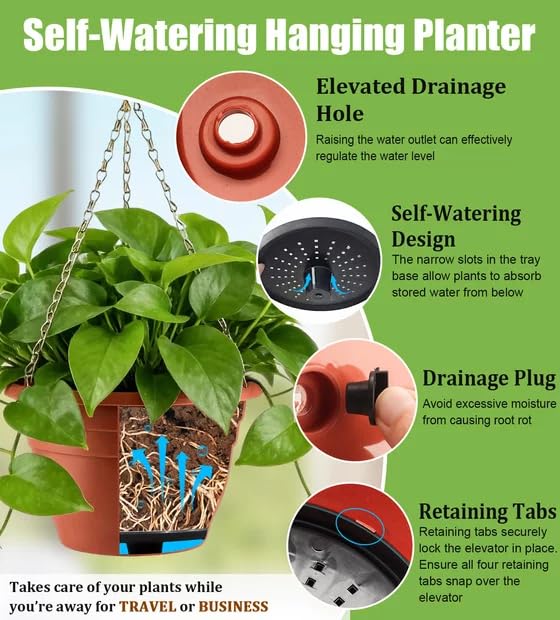 Hanging Planters 10 Inch (Pottery Red / 10 Inch-4P)