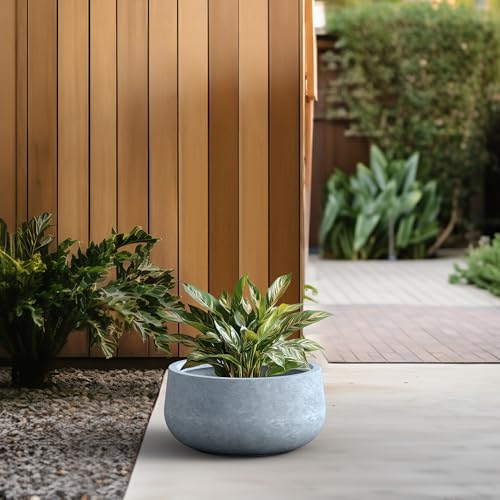 Blue Gray Concrete Planter 18.5" Dia All (Gray / 19.6"w)