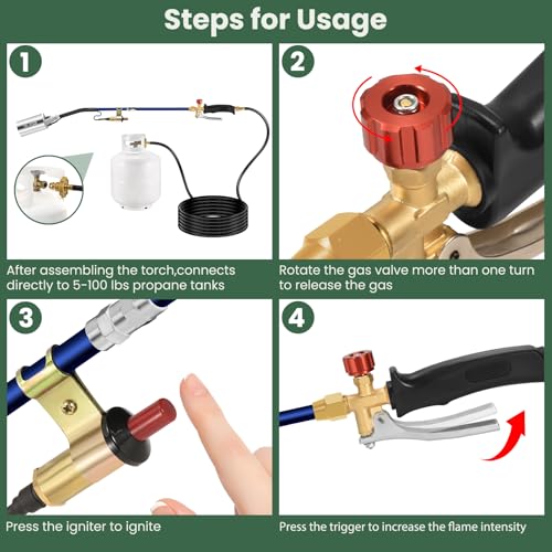 Portable Propane Torch Weed Burner Kit with Storage Bag (Blue 2)