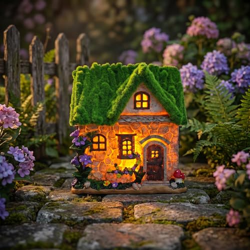 Solar Powered LED Fairy Garden Cottage (Fairy Garden Cottage)