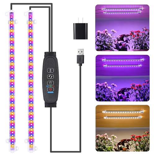 Two Strip Growing Lamp for Indoor Plants (Red+Blue+Yellow / 13Inch 2 Head 1 Pack)