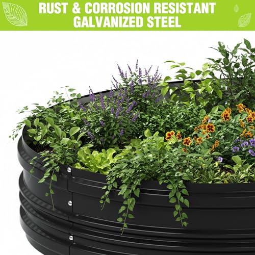 2PK 8x4x1ft Outdoor Galvanized Raised Garden Bed Set (Black / 8x4x1ft(2PK))