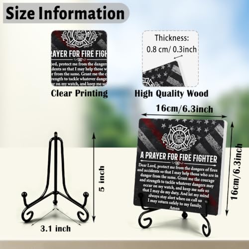 Firefighters Gift for Men Home Office Book Shelf Table Decor 6.3x6.3 In 02 (Multicolor 1722 / Wooden sign with iron frame（6.3 x 6.3 inches）)