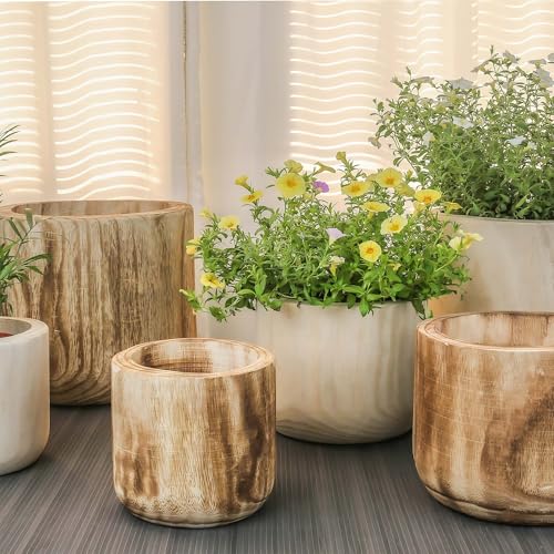 8.25'' Wood Cylinder Planter