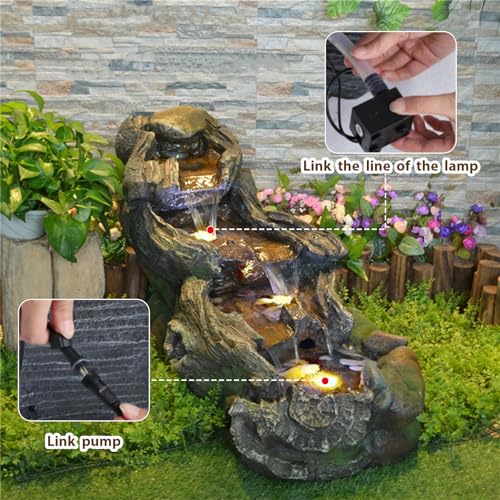 37" L Tree Trunk Outdoor Water Fountain with 3 (37" L)