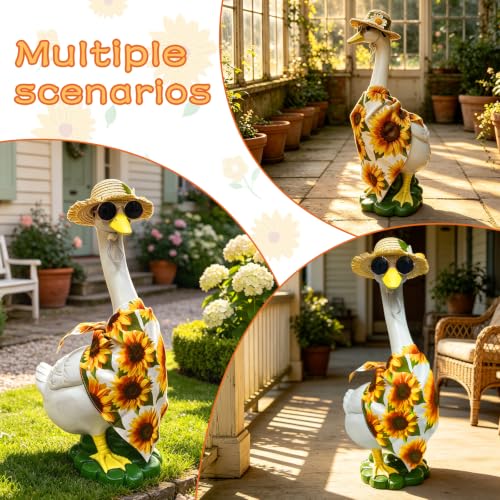 Porch Goose Statues Garden Decor (sunflower bandana goose)