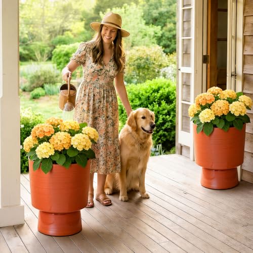 16.8" Planters for Outdoor Plants (16.8"-orange Linear Texture)