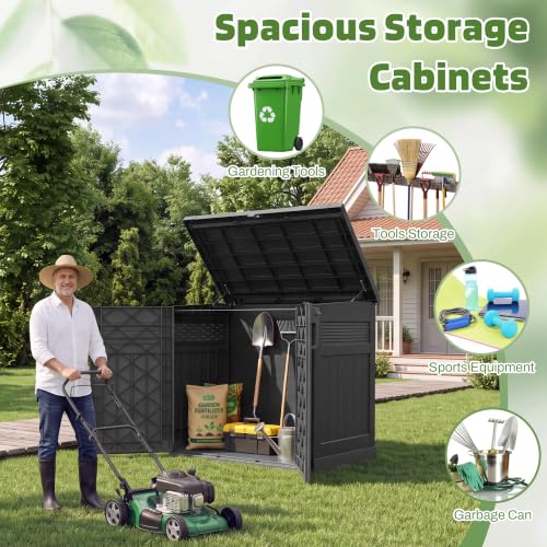 Large Outdoor Storage Cabinet 51 Cu Ft with Lockable (Black / 33.8"×55.1"×48.4")