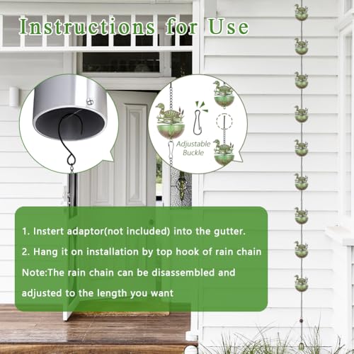 9.2FT Rain Chains for Gutter with 12 Cups (Mallard Duck)